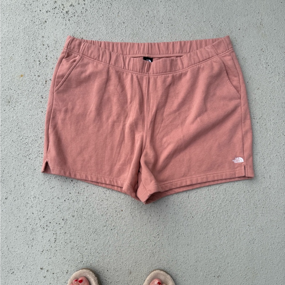 The North Face Half Dome Logo 4" Shorts Womens Plus 3X Rose Dawn Pink Sweat